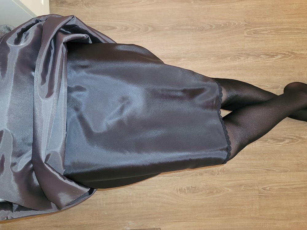 Grey Pencil Skirt with black silky half slip #31