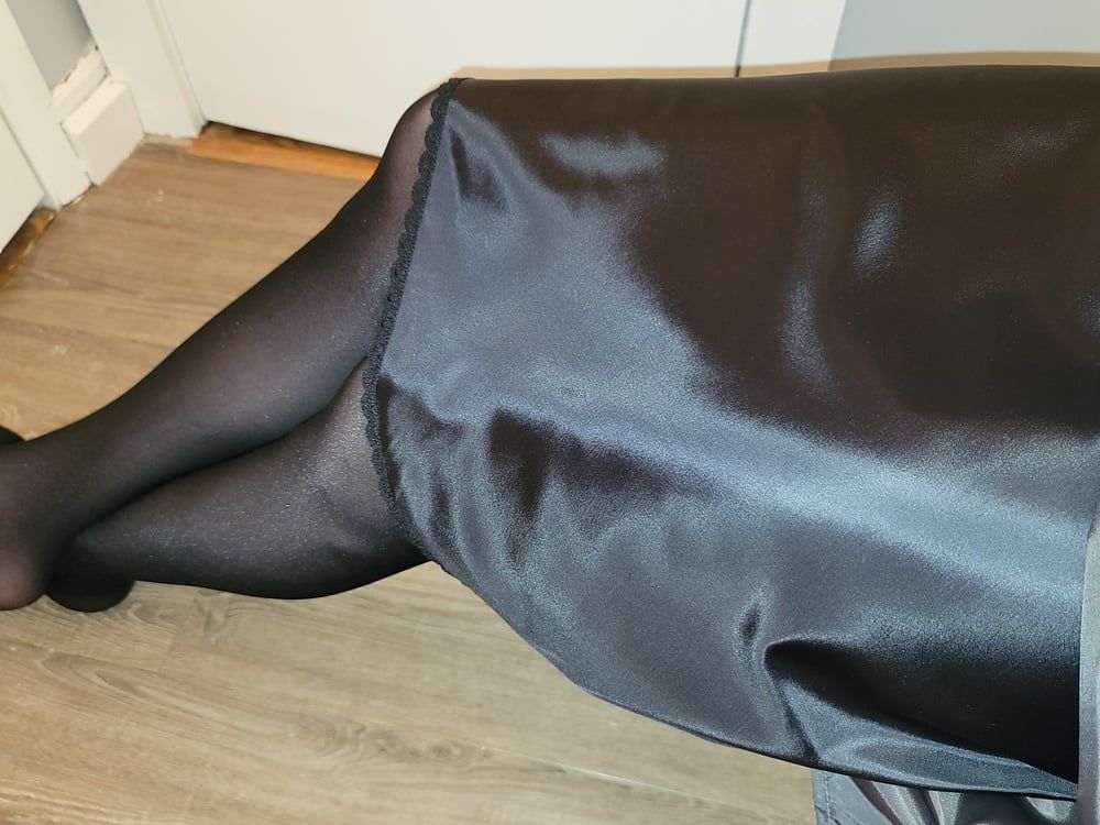 Grey Pencil Skirt with black silky half slip #33