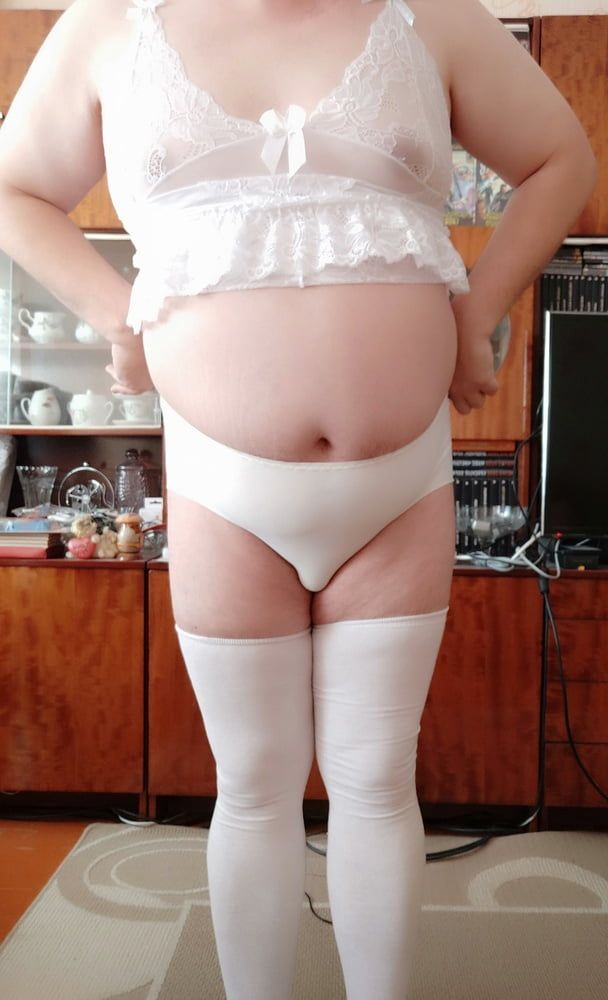 sissy posing in white set #36