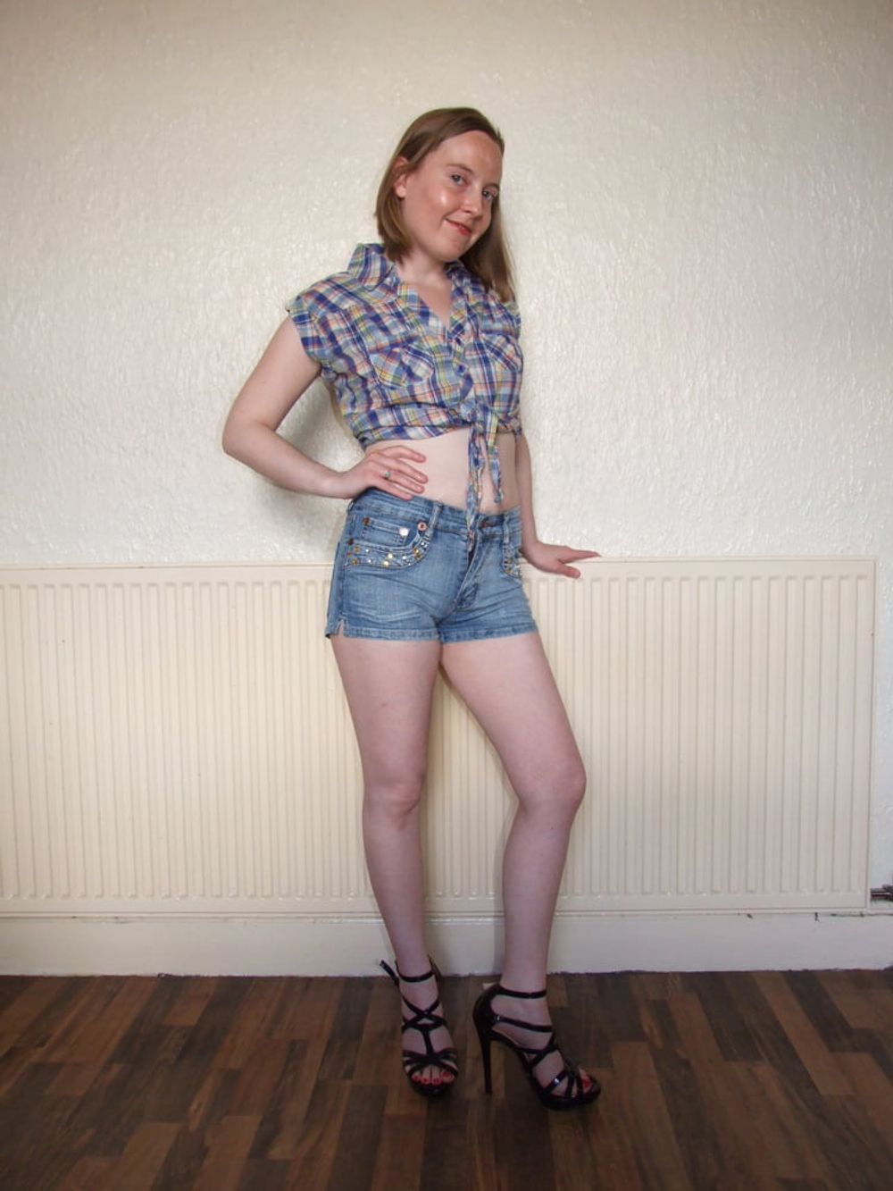 Denim Shorts and heels #18