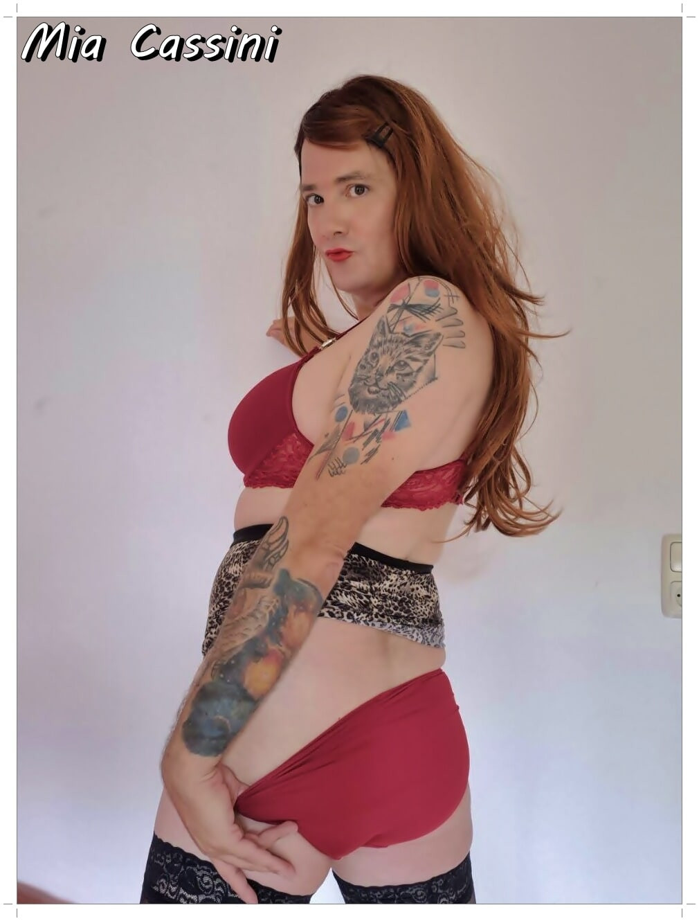 Red Lingerie & leopard Miniskirt #31