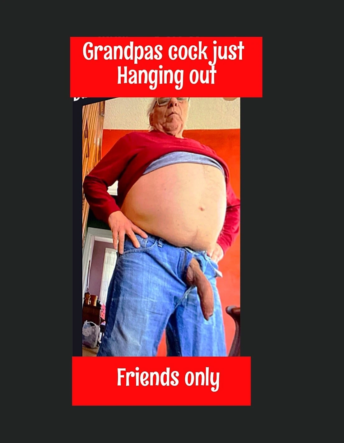 Grandpas cock just hanging out