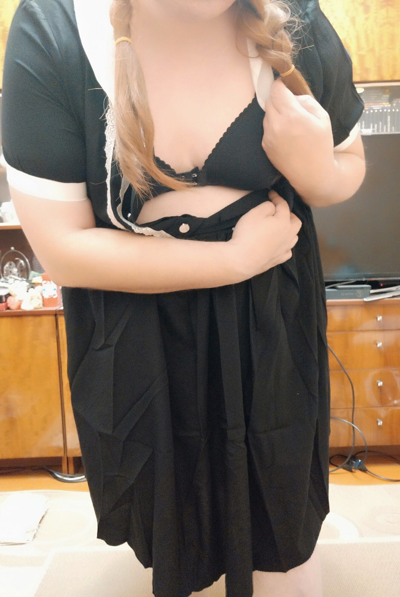 sissy Aleksa posing in new black dress #17