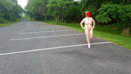 naked parking lot walk         