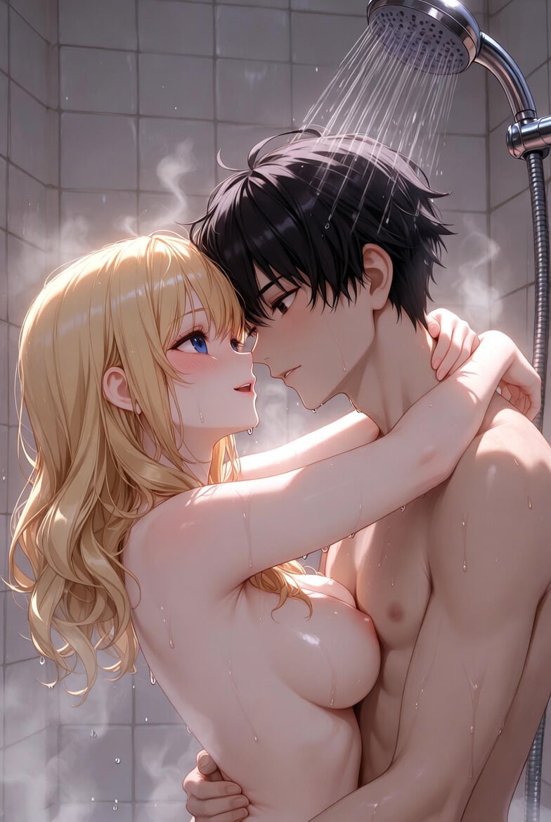 Shower Passion Series – Steamy Blonde & Dark-Haired Couples  #23