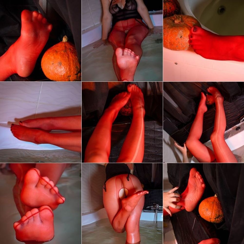 Just my pretty wet nylon feet and the pumpkin #5