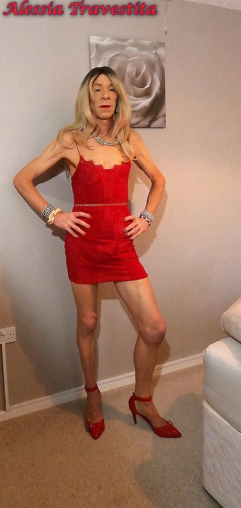 66 Alessia Travestita in Red Velvet Dress