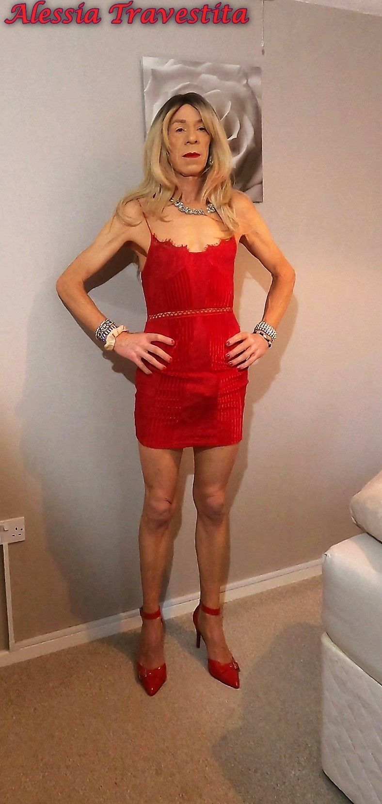 66 Alessia Travestita in Red Velvet Dress #3