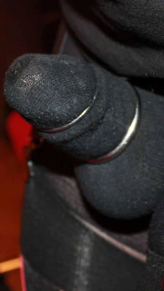 My cock in sock and nylon stockings #16