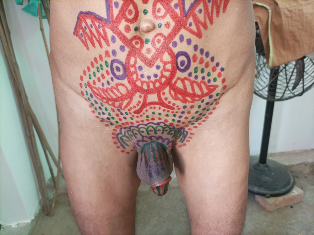 Sissy belly tattoo and coloured cock #29