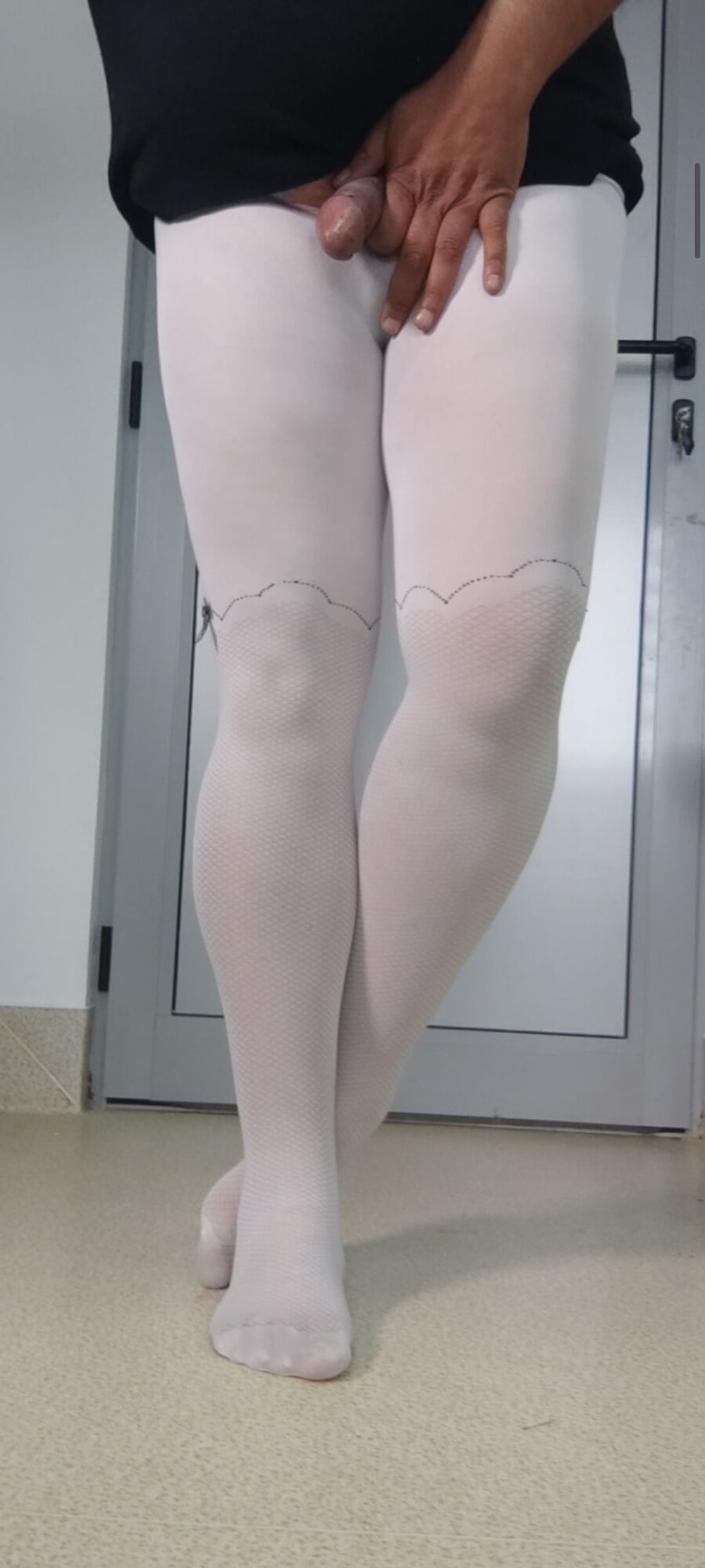 White pantyhose for teen is so sexy #8