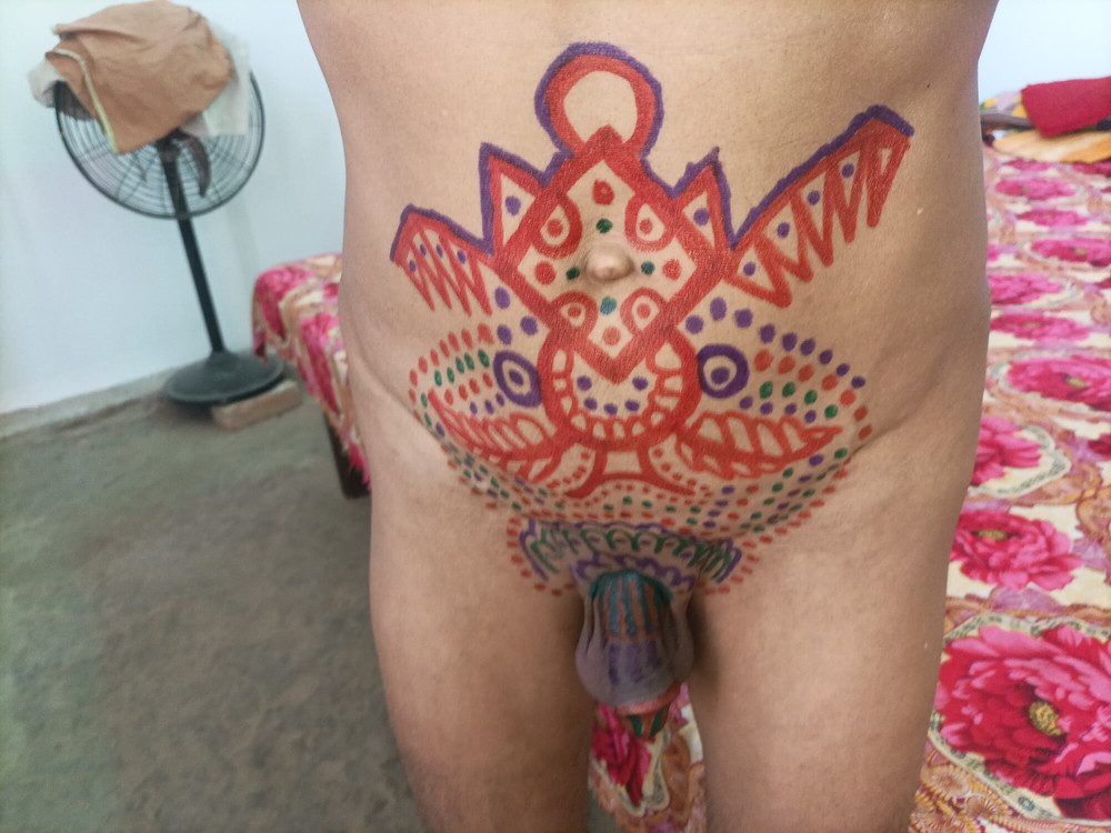 Sissy belly tattoo and coloured cock #6