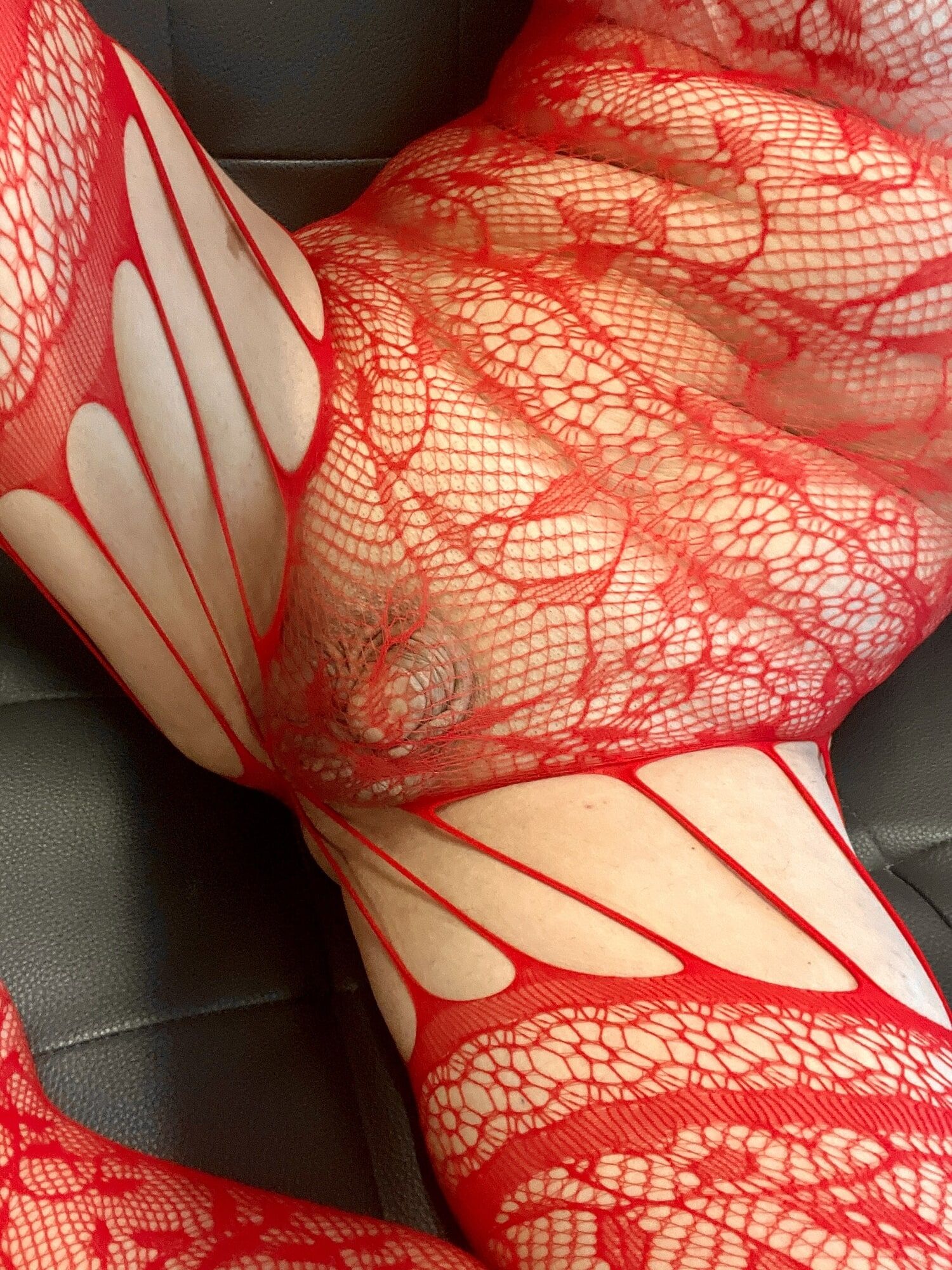 Red fishnet body stocking  #12
