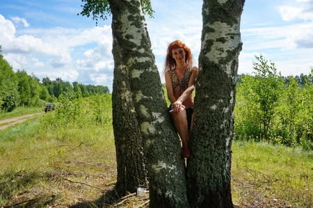 red hair and birch         