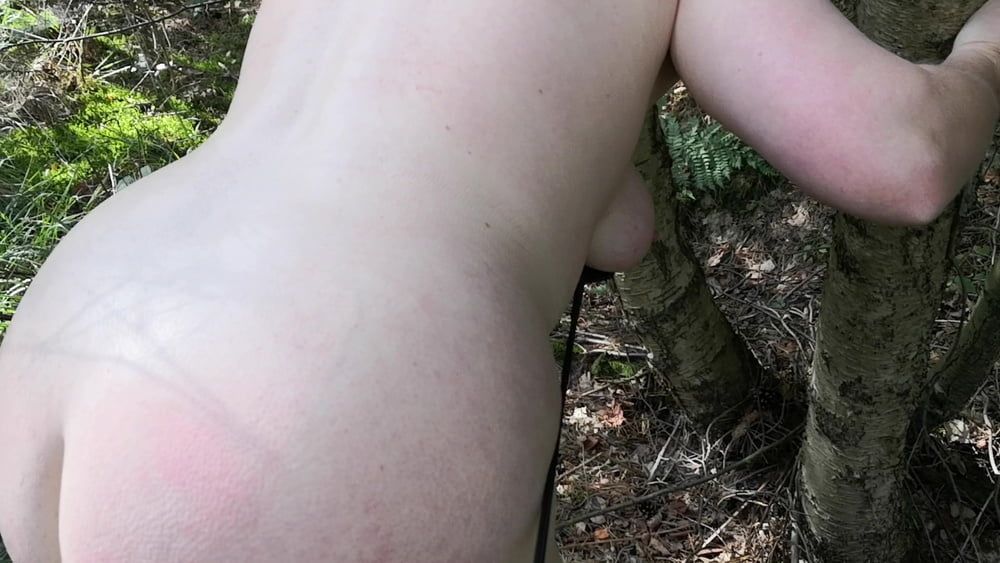 Naked Tits and Ass whipping in woods #17