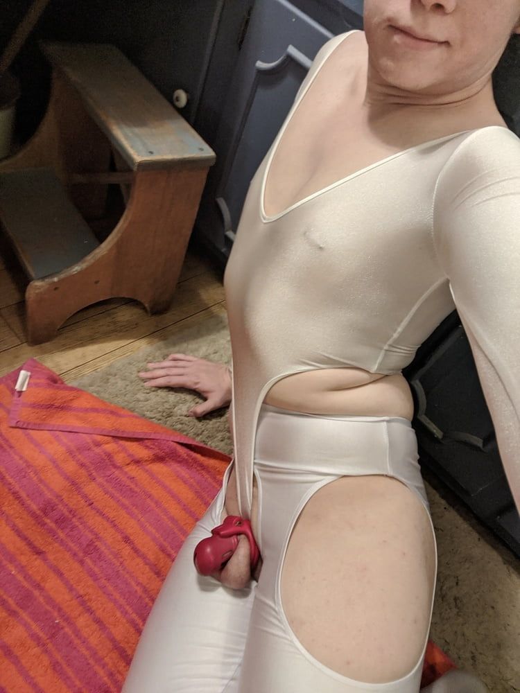 Chastity Slut in Stockings and Bodysuit #5