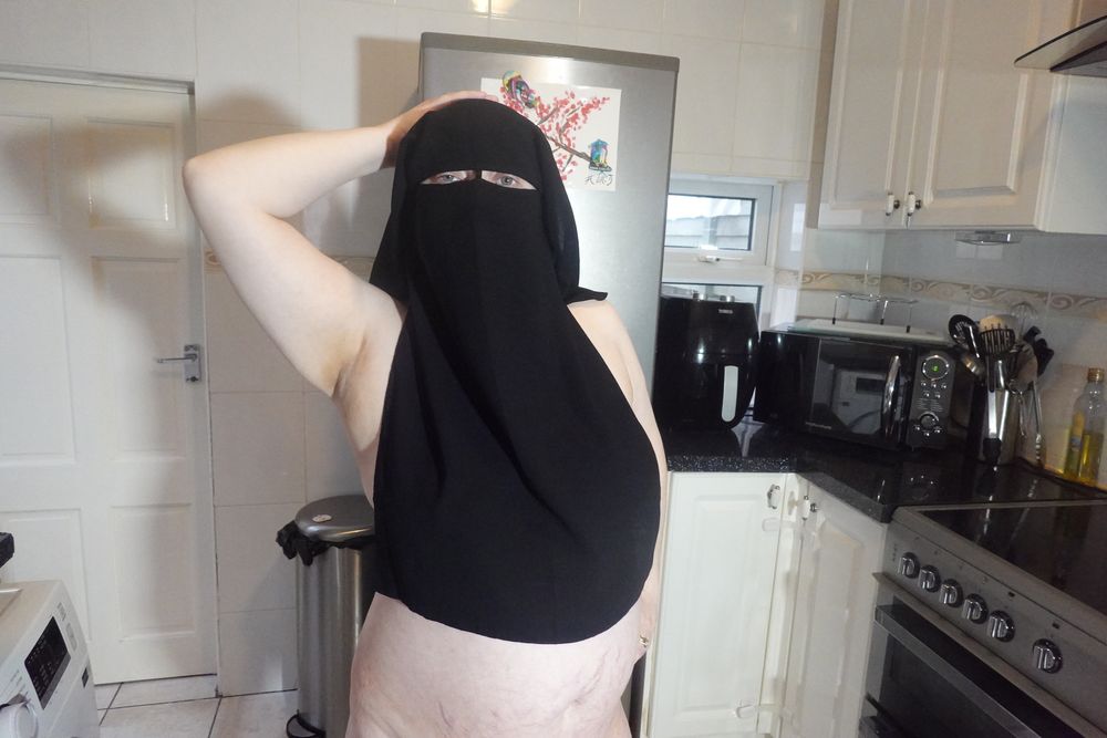 Naked in Niqab and white Knee Boots #7