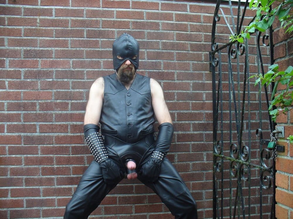 Leather Master cock harness outdoors #2