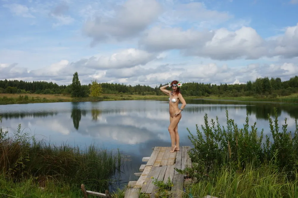 Nude on planked footway #46