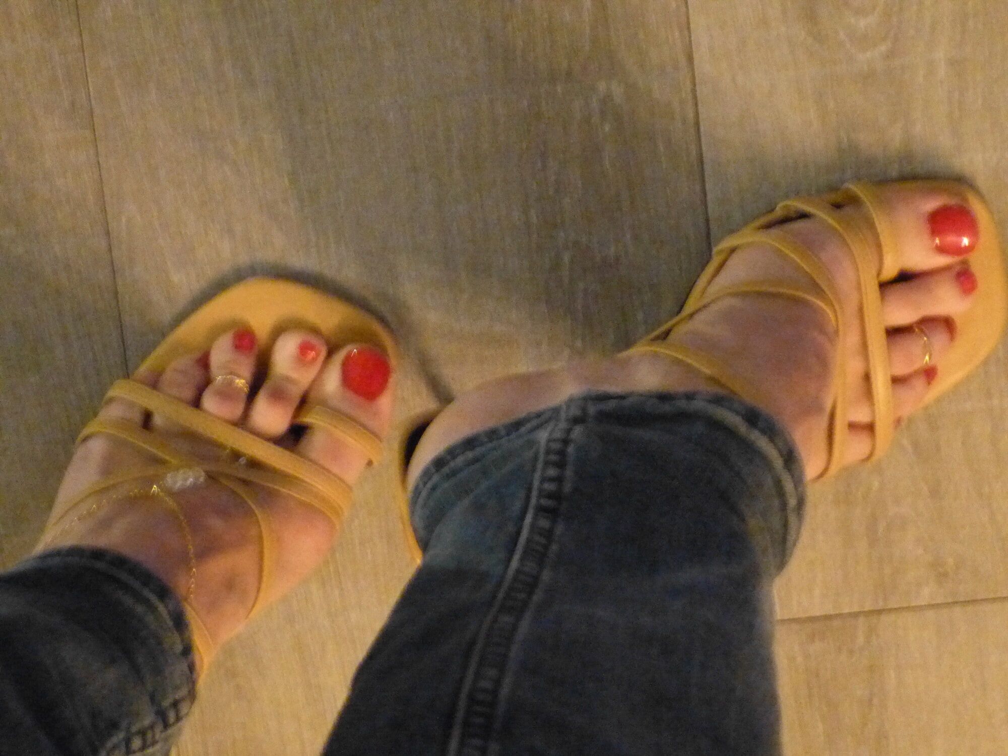 my feet in red polish, jewelry and heels #4