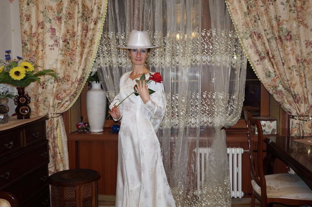 In Wedding Dress and White Hat #50