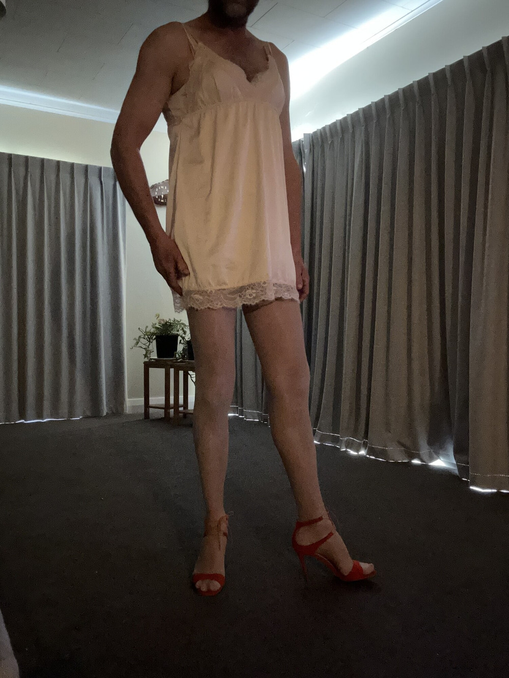 Light green corset orange high heels  #6