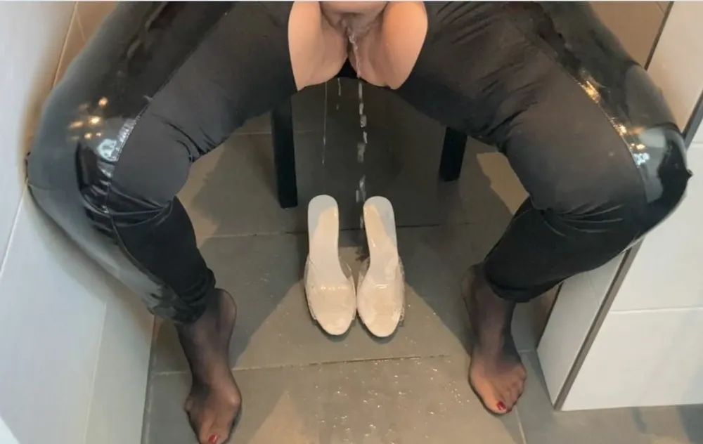 Clear High Heel Mules Pissing