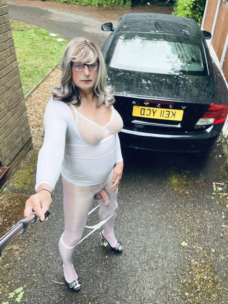 Crossdresser Kellycd white dress  #8
