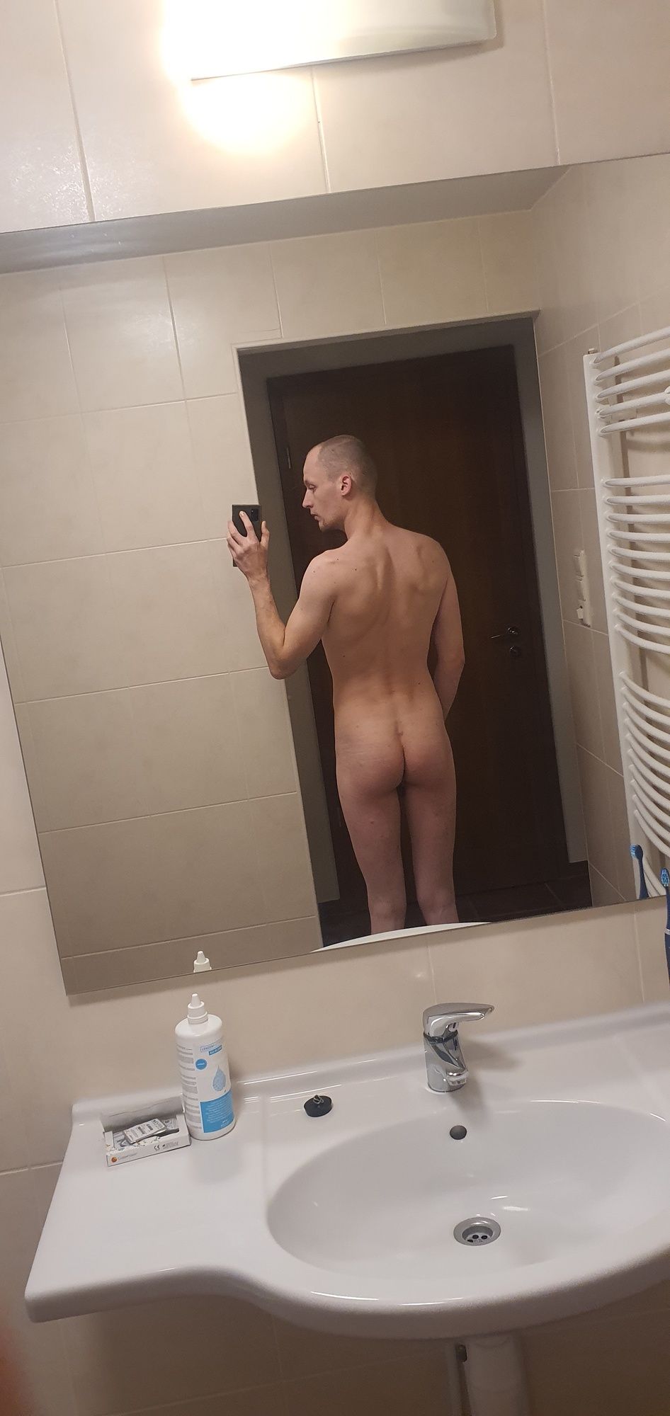 Skinny guy showing off