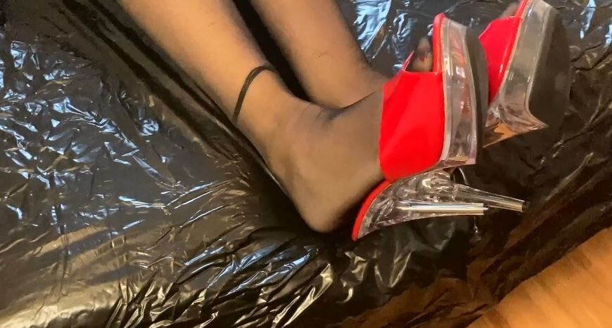 Red Mules and Nylon Feet #2
