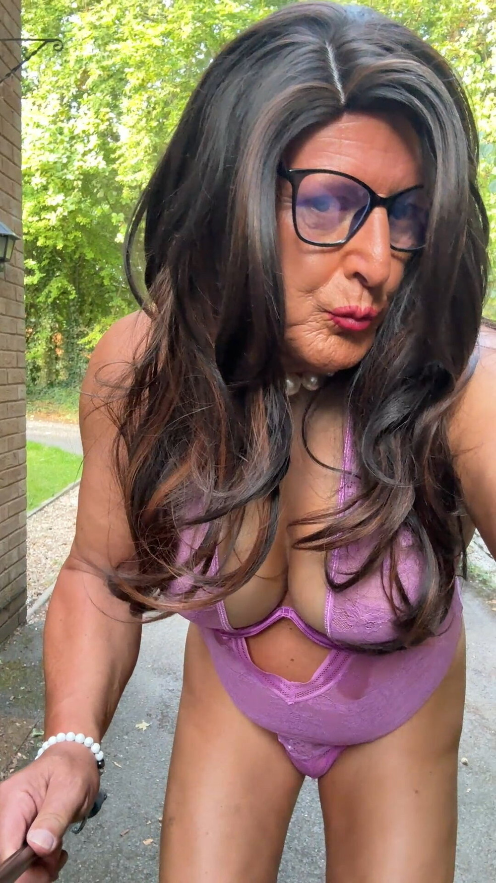 Sexy Crossdresser Kellycd2022’s in purple bodysuit and heels #45