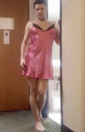 pink nightie and pantyhose         