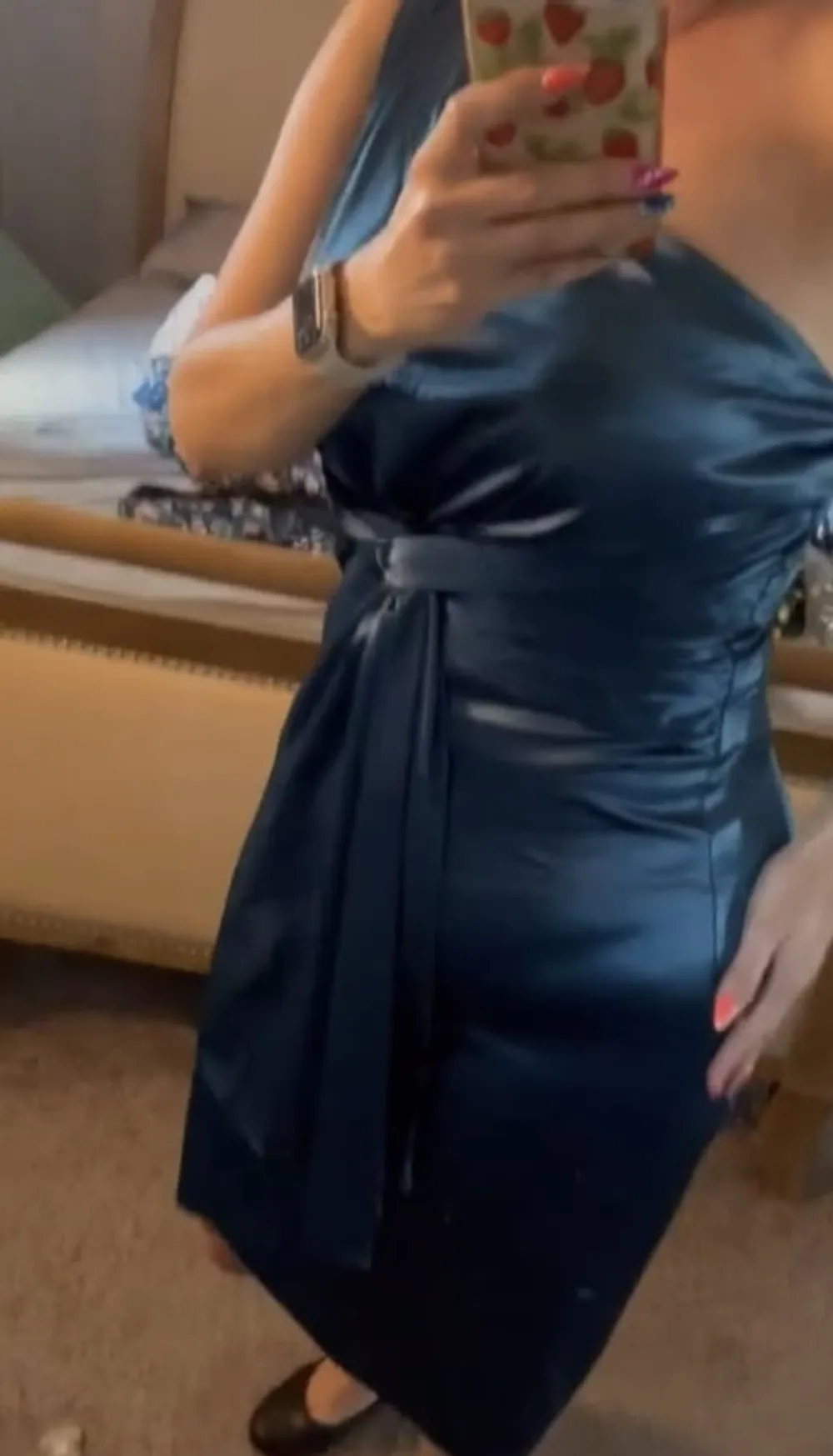 Blue satin dress  #7