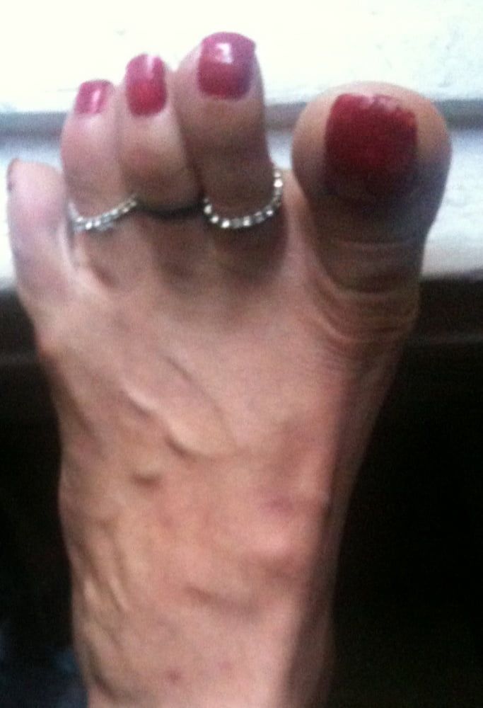 red toenails mix (older, dirty, toe ring, sandals mixed). #37