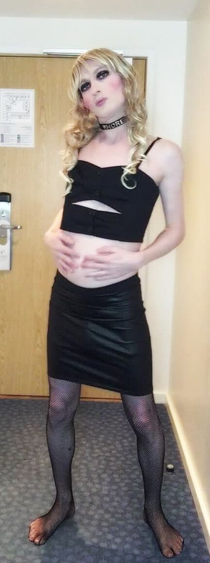 Sissy Crossdresser In Black Slut Outfit Posing  #4