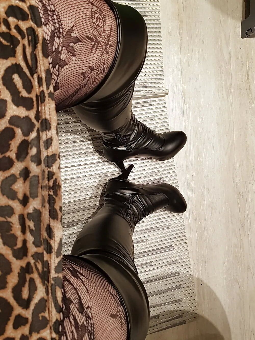 Lepard outfit with black boots and lingerie #6