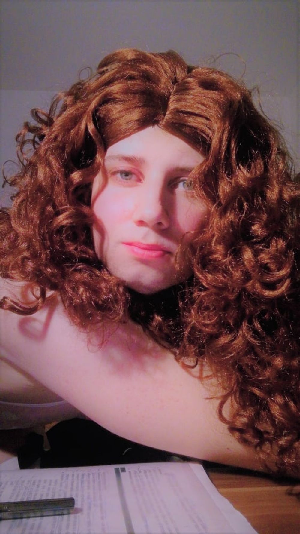 Sissy pink lady with chestnut locks #4