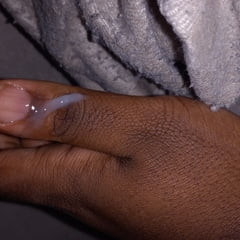 Cum on my thumb and wet on my hands from masturbation
