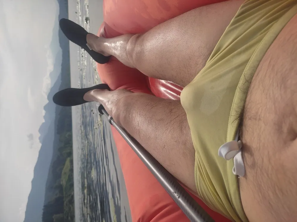 Big penis and balls in a little boat on a holiday lake #2