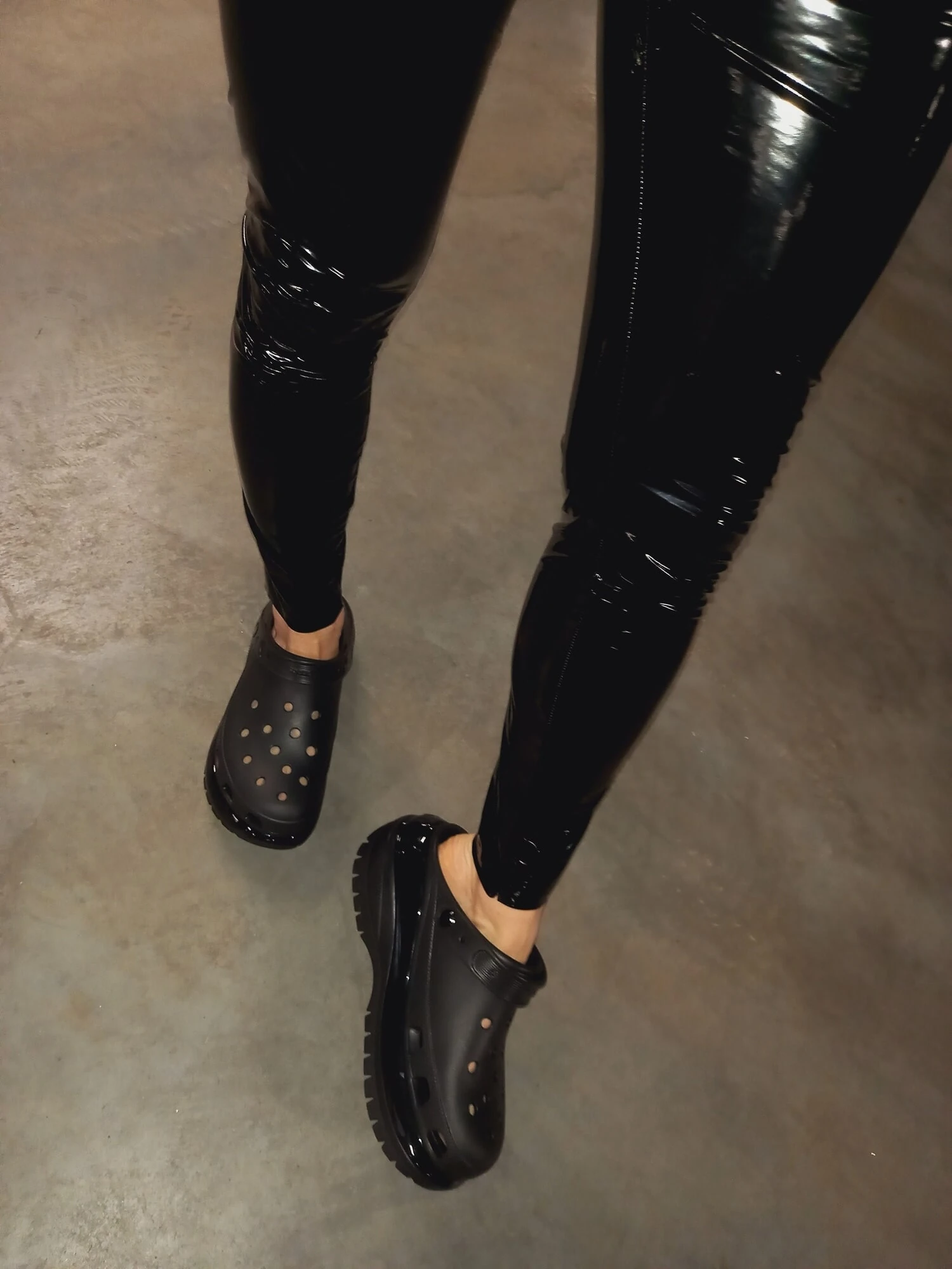 crocs and latex leggings #23