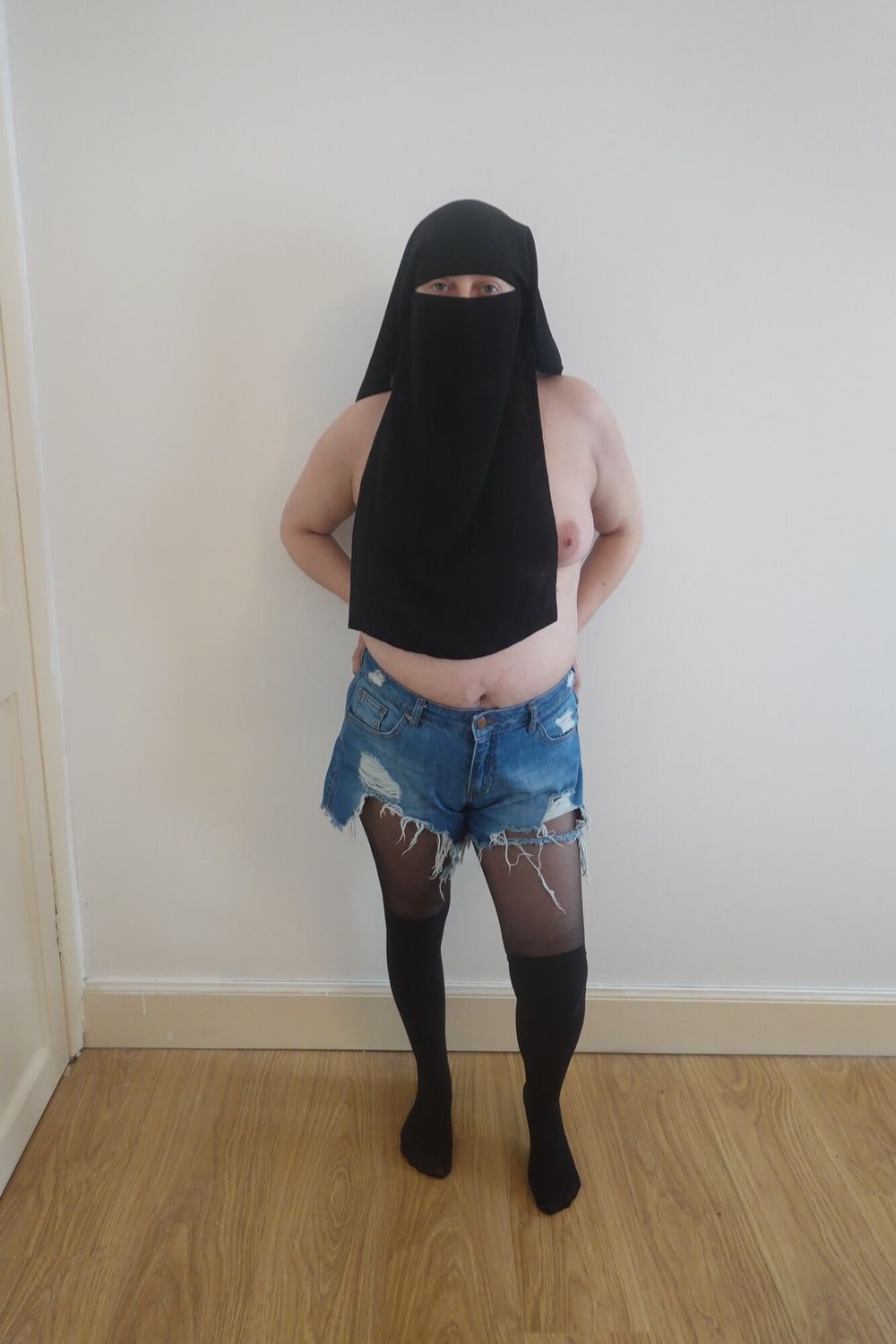 Wearing Shorts and pantyhose in Niqab  #2