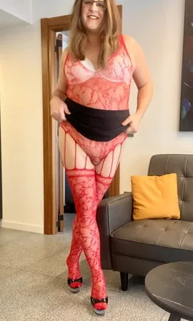 red fishnet body stocking         