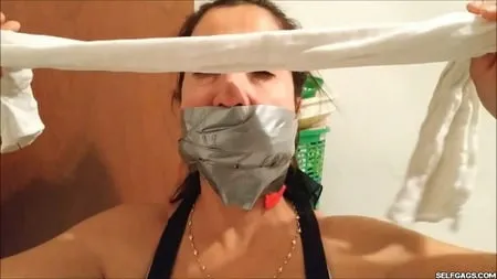 self gagged latina mom with a mouthful of socks selfgags         