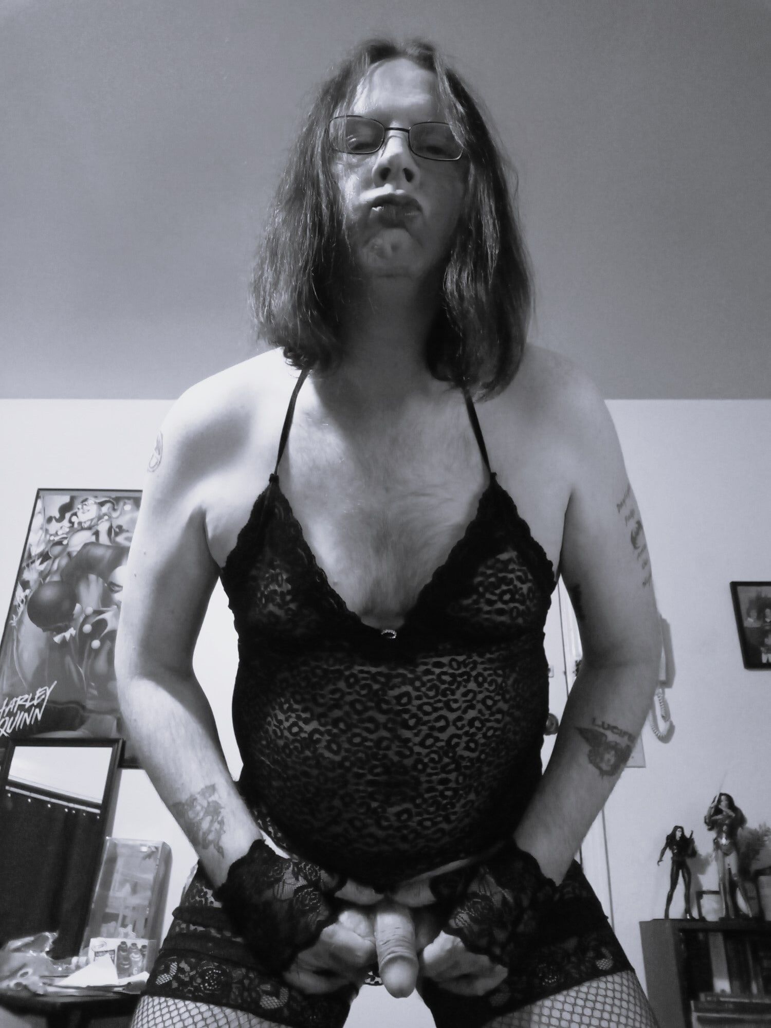 exposed sissy in black and white #11