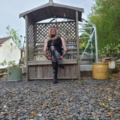 Sissy outdoors in the garden