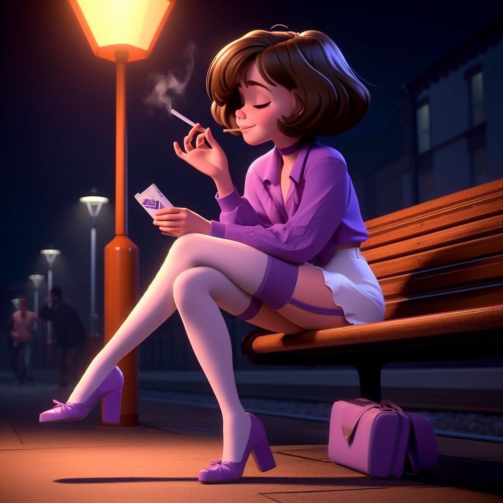 Purple Stockings Smoking. #40