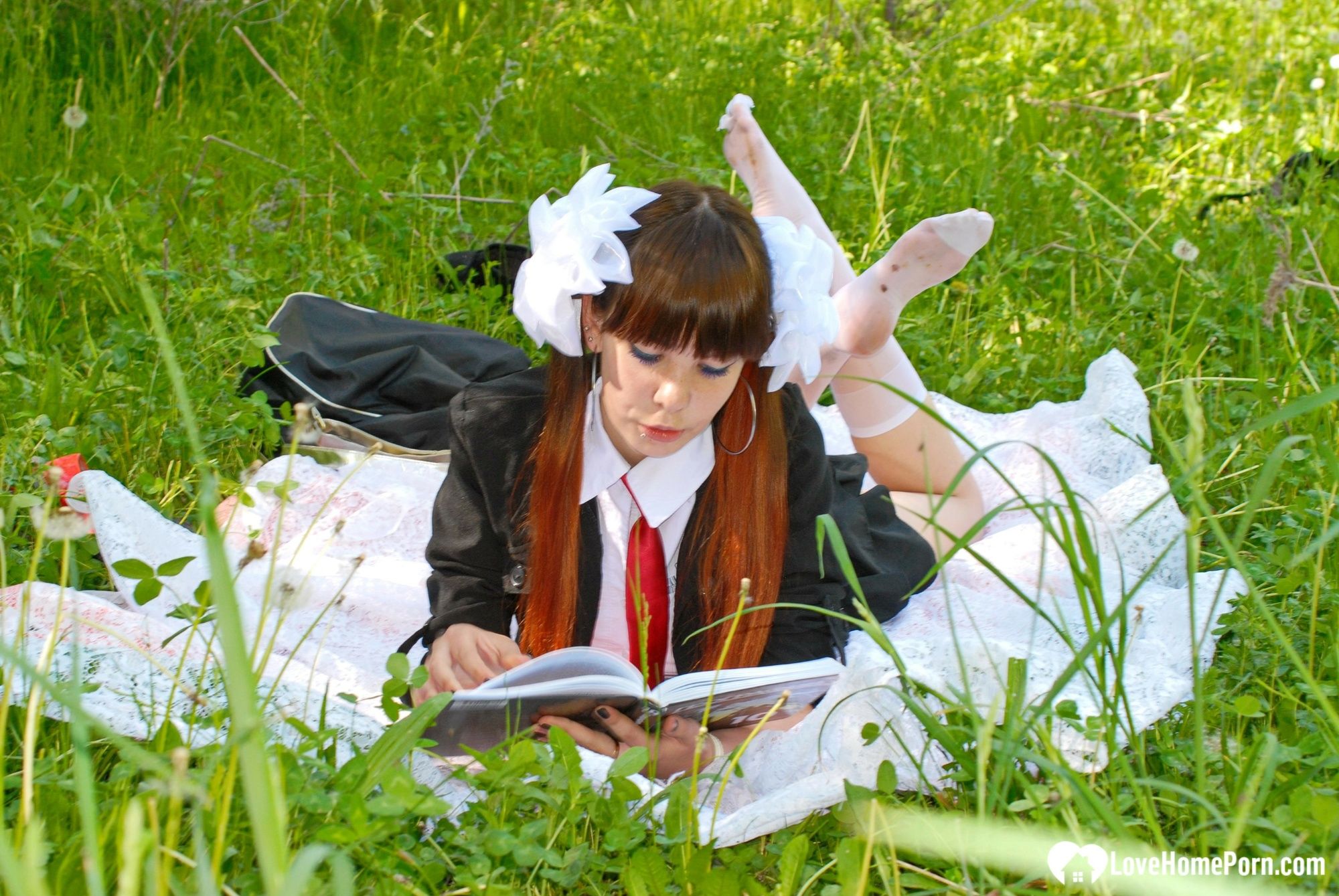Schoolgirl turns a picnic into a teasing session #25