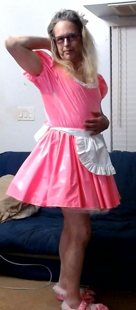 Sissy Slut Ashley Jolene Modeling A PVC sissy maid uniform #6