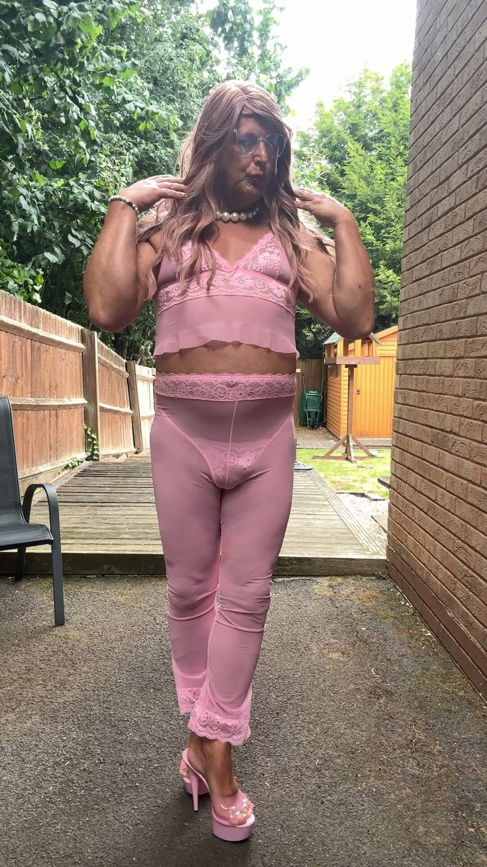 Sexy Crossdresser kellycd2022 in pink outfit and heels  #58
