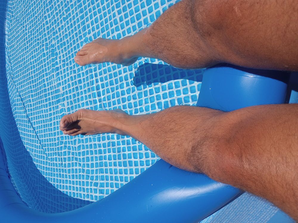 My bare feet and hairy legs getting a tan #8